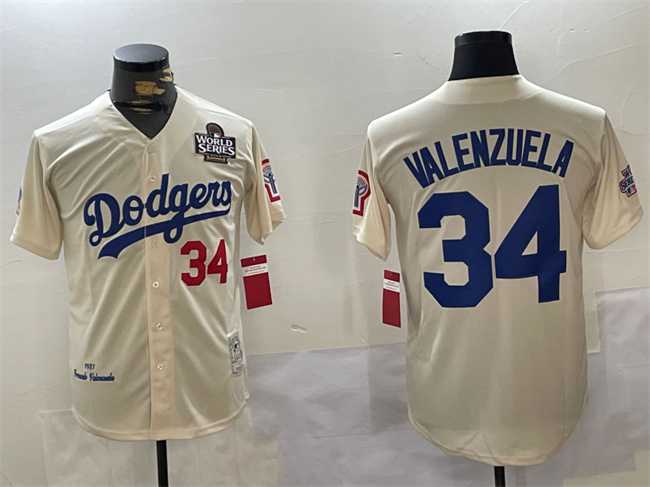 Men%27s Los Angeles Dodgers #34 Toro Valenzuela Cream 1981 Cooperstown Stitched Jersey->los angeles dodgers->MLB Jersey